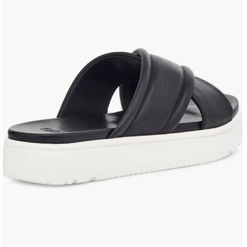 UGG® Women's Zayne Crossband Slide Sandals Black White - Picture 2 of 8